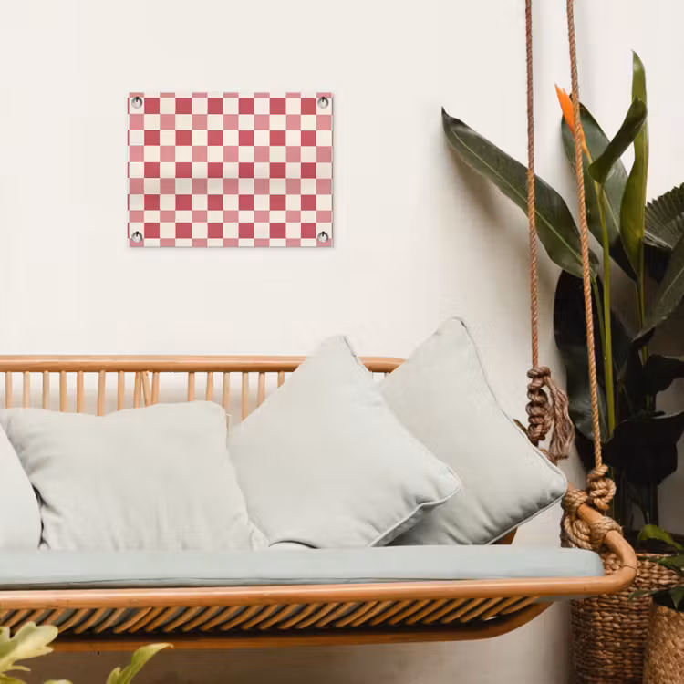 Patroon - Schaak - Roze tuinposter los doek klein 239 -sfeer7