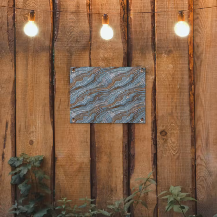 Patroon - Steen - Blauw tuinposter los doek klein 239 -sfeer1