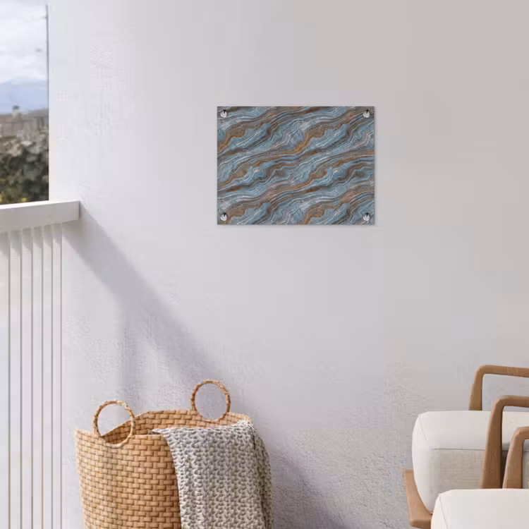 Patroon - Steen - Blauw tuinposter los doek klein 239 -sfeer8