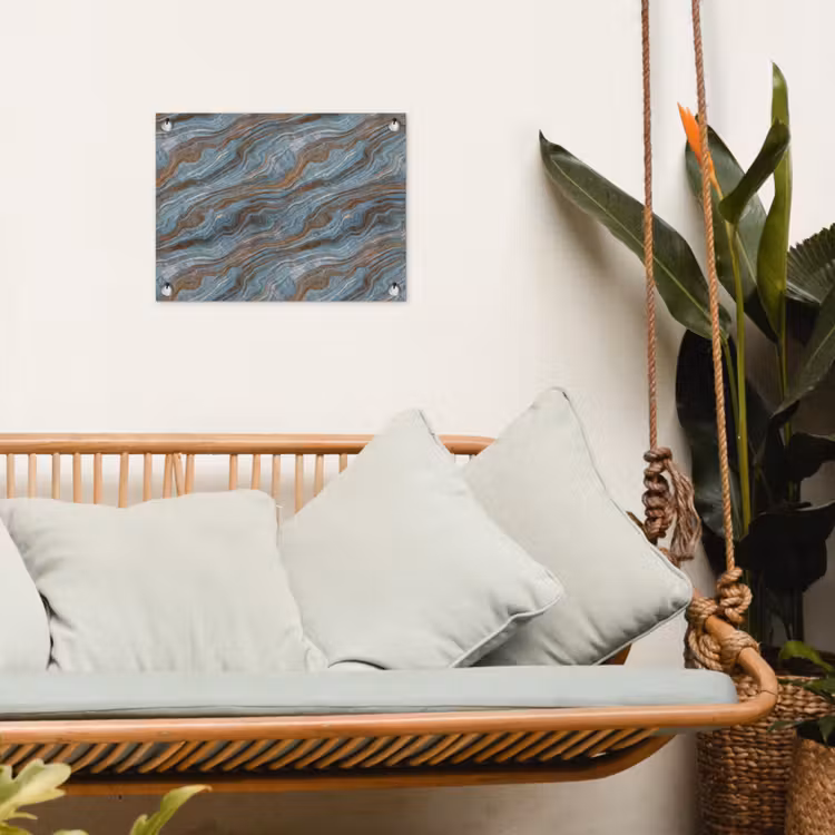 Patroon - Steen - Blauw tuinposter los doek klein 239 -sfeer7