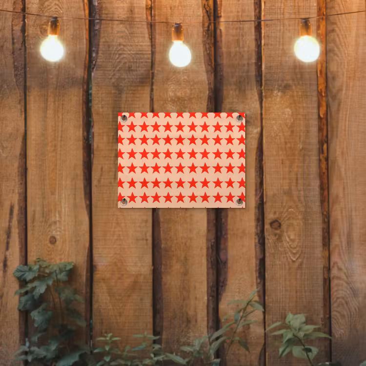 Patroon - Sterren - Rood tuinposter los doek klein 239 -sfeer1