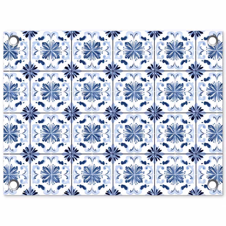 Patroon - Tegel - Blauw tuinposter los doek klein 239 -3d
