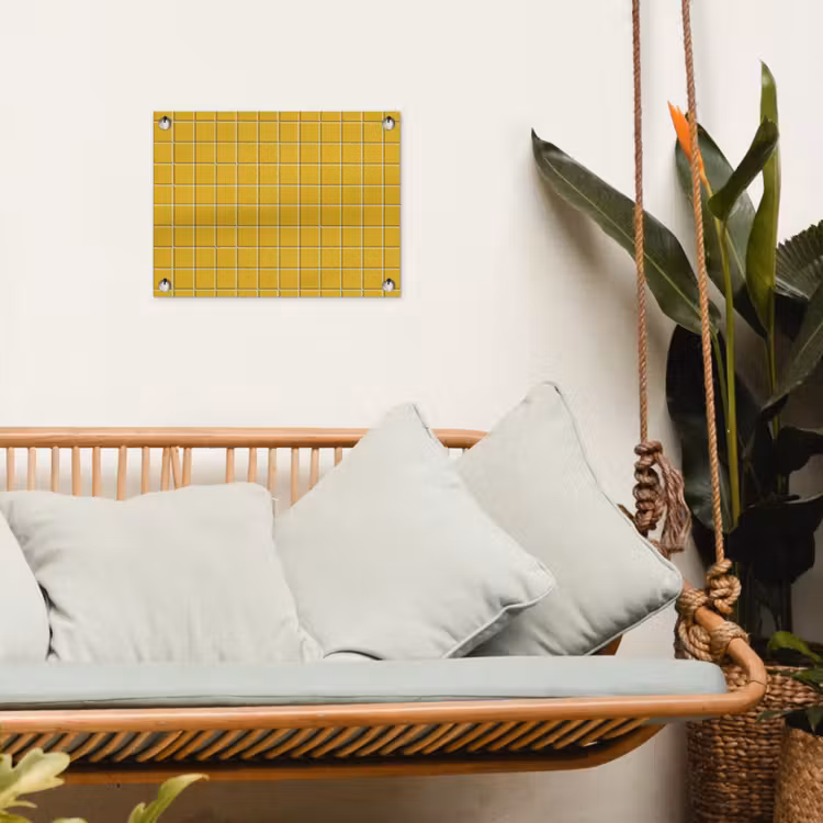 Patroon - Tegel - Okergeel tuinposter los doek klein 239 -sfeer7