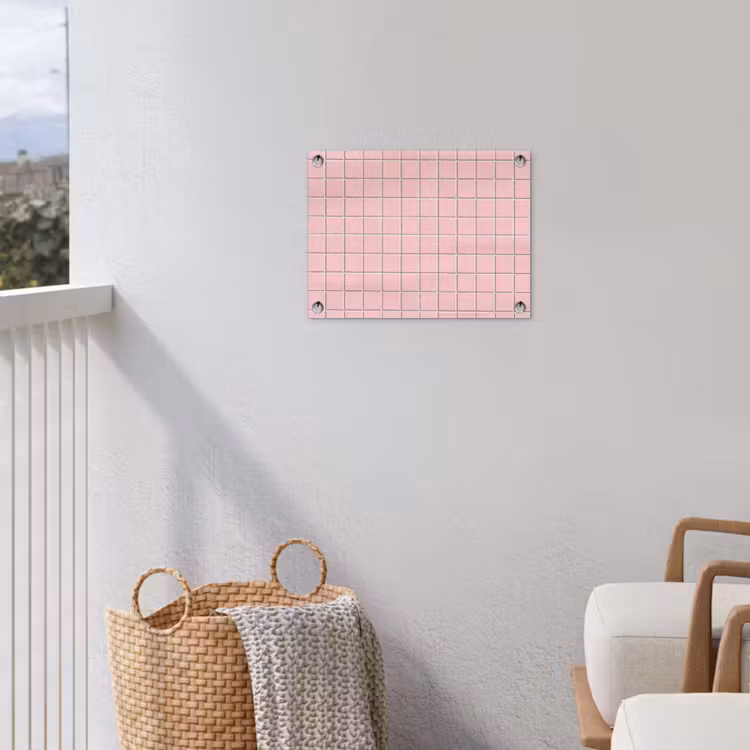 Patroon - Tegel - Pastelroze tuinposter los doek klein 239 -sfeer8