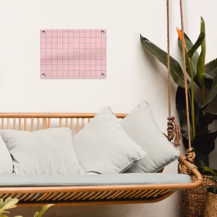 Patroon - Tegel - Pastelroze tuinposter los doek klein 239 -sfeer7