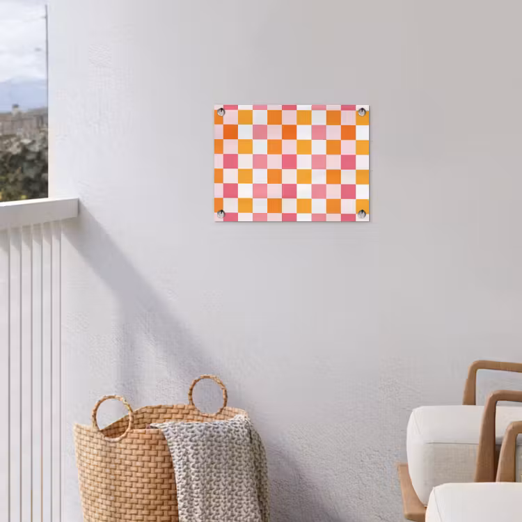 Patroon - Vierkant - Roze tuinposter los doek klein 239 -sfeer8