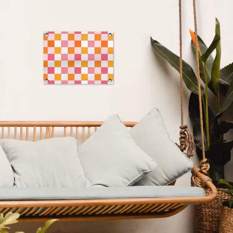 Patroon - Vierkant - Roze tuinposter los doek klein 239 -sfeer7