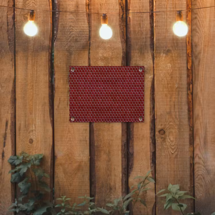Penny - Mozaïek - Rond - Rood tuinposter los doek klein 239 -sfeer1