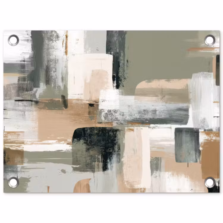 Penseelstreken - Abstract - Aardetinten tuinposter los doek klein -3d
