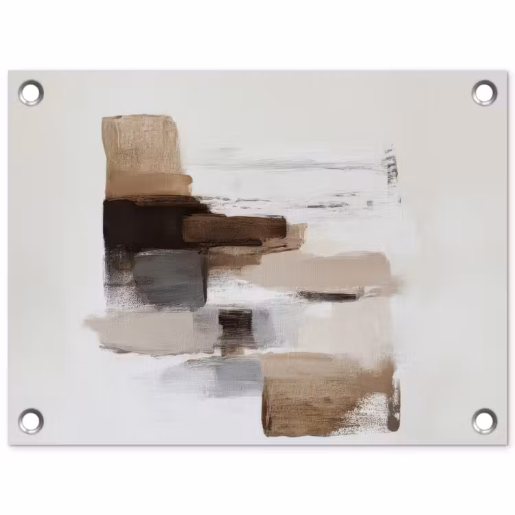 Penseelstreken - Balans - Beige - Bruin tuinposter los doek klein -3d