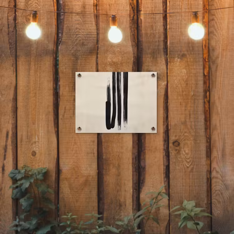 Penseelstreken - Verticaal - Zwart tuinposter los doek klein -sfeer1