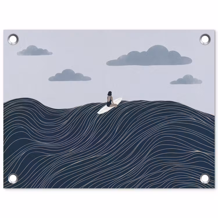 Persoon - Surfen - Oceaan - Natuur - Modern tuinposter los doek klein -3d
