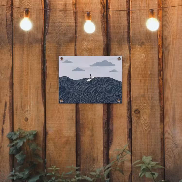 Persoon - Surfen - Oceaan - Natuur - Modern tuinposter los doek klein -sfeer1