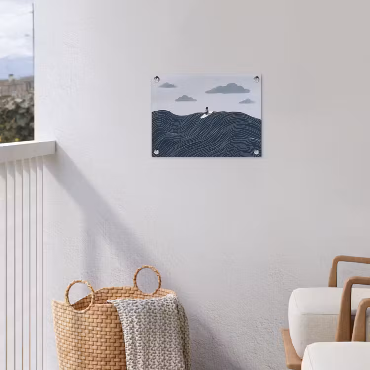 Persoon - Surfen - Oceaan - Natuur - Modern tuinposter los doek klein -sfeer8
