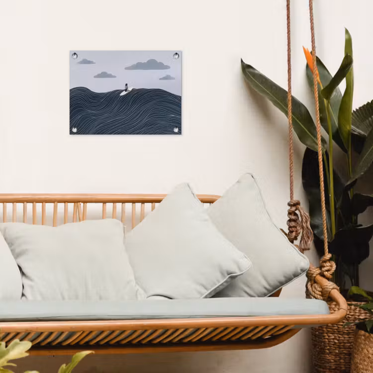Persoon - Surfen - Oceaan - Natuur - Modern tuinposter los doek klein -sfeer7