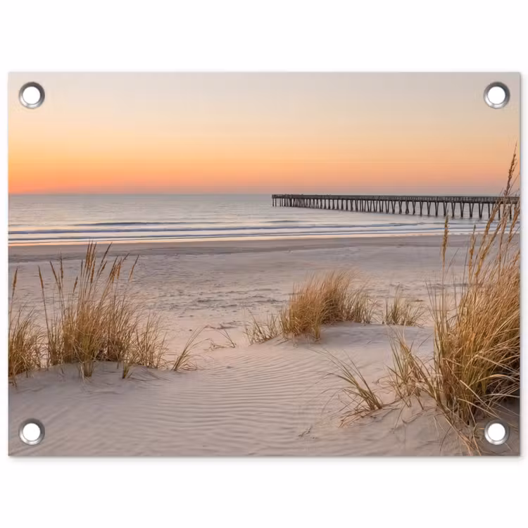 Pier - Zonsondergang - Strand tuinposter los doek klein -3d