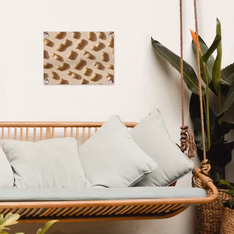 Pinda's - Patroon - Beige tuinposter los doek klein -sfeer7