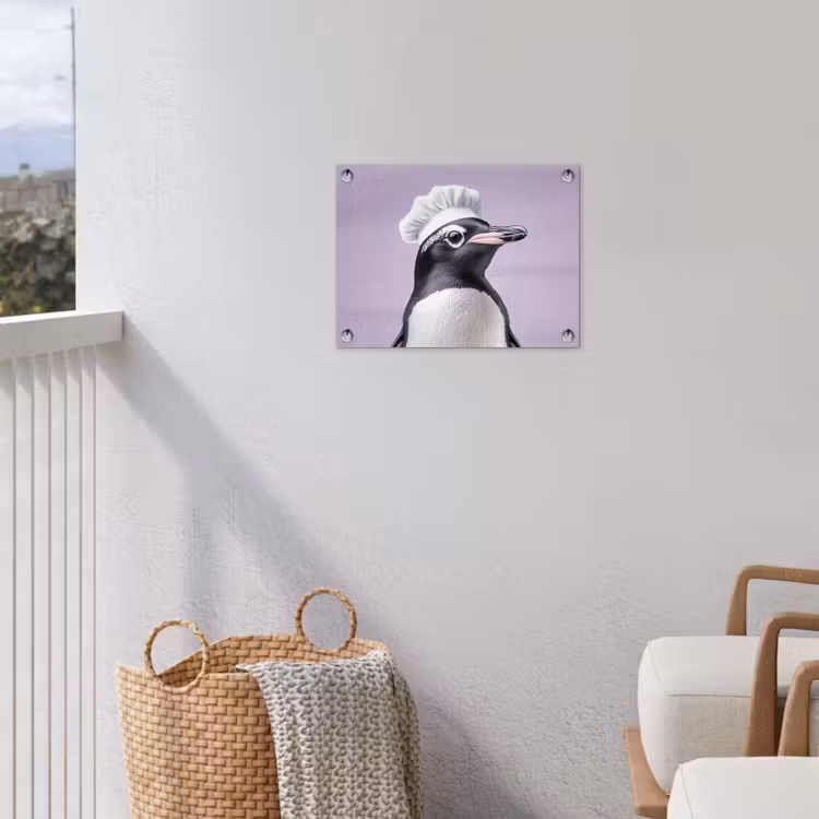 Pinguïn - Koksmuts - Lief - Paars tuinposter los doek klein -sfeer8