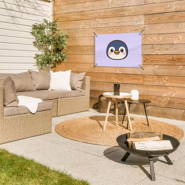 Pinguïn - Paars - Schattig tuinposter los doek klein -sfeer4