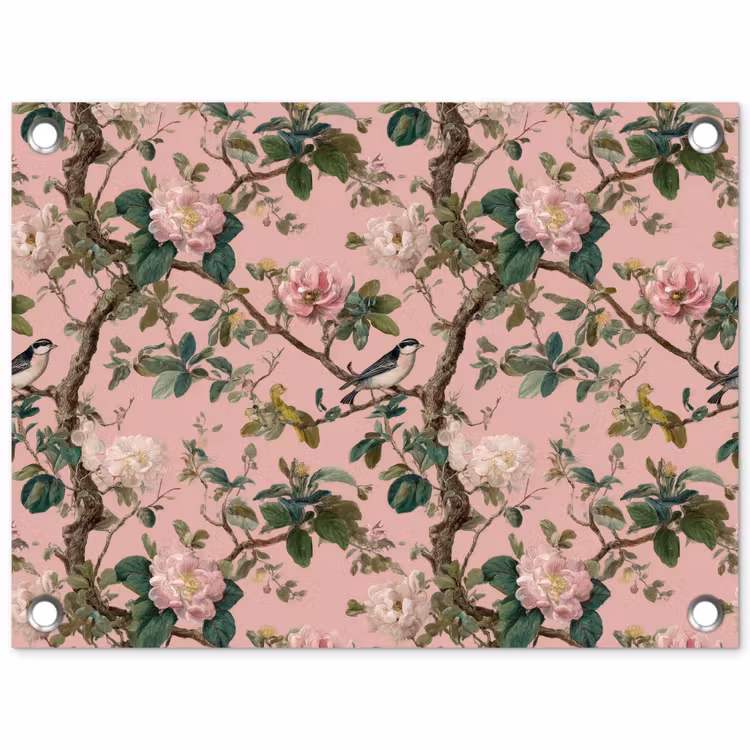 Pioenrozen - Botanisch - Vogel tuinposter los doek klein 239 -3d