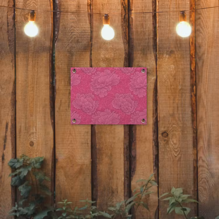 Pioenrozen - Energiek - Roze tuinposter los doek klein 239 -sfeer1