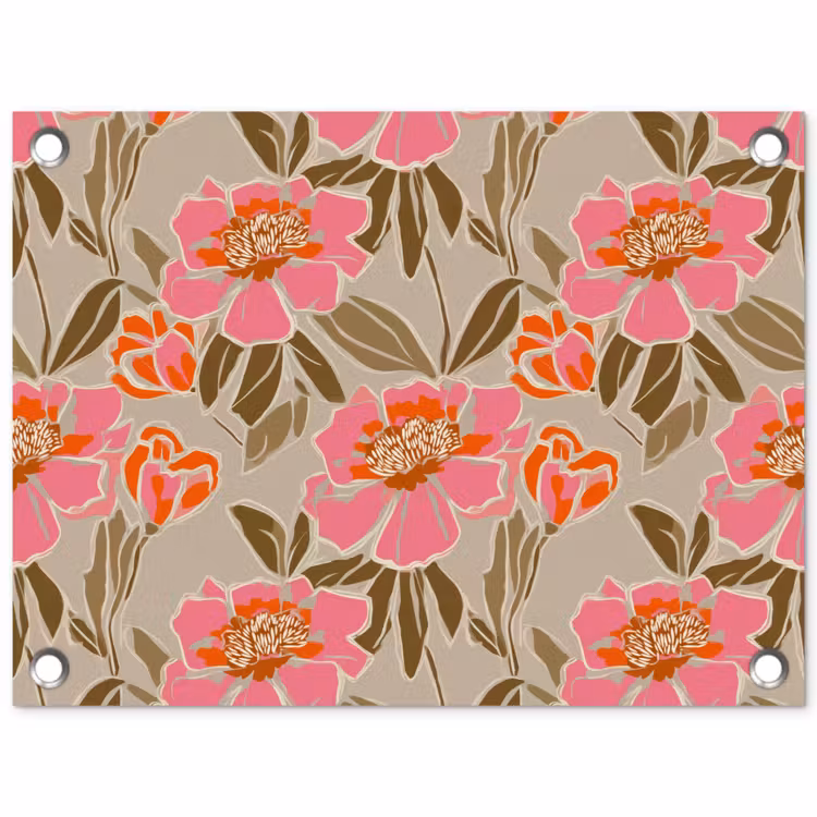 Pioenrozen - Patroon - Roze tuinposter los doek klein 239 -3d