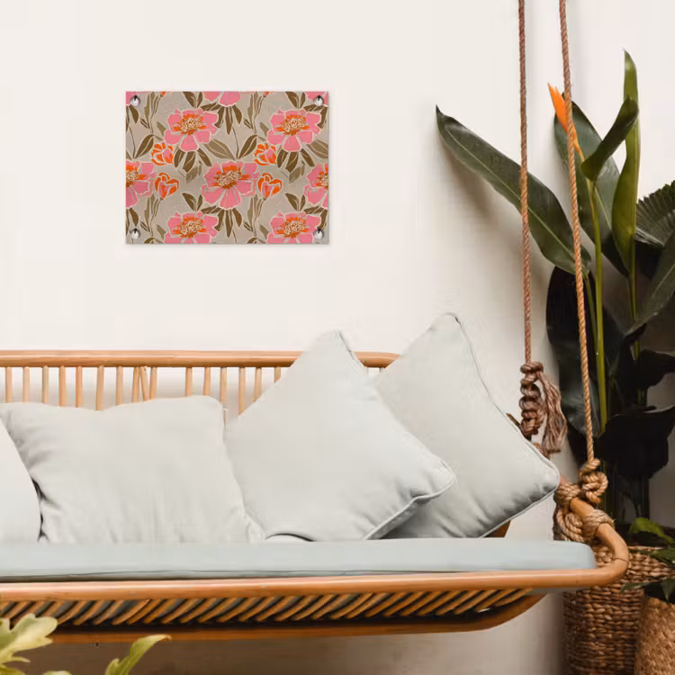 Pioenrozen - Patroon - Roze tuinposter los doek klein 239 -sfeer7