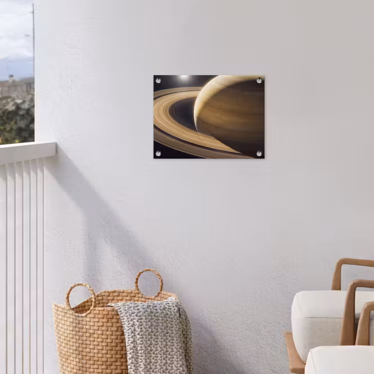 Tuinposter - Planeet - Ringen - Ruimte - Planeet - Ringen - Ruimte tuinposter los doek klein