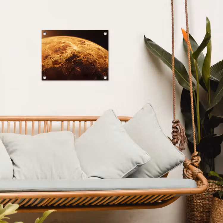 Tuinposter - Planeet - Ruimte - Oranje - Planeet - Ruimte - Oranje tuinposter los doek klein