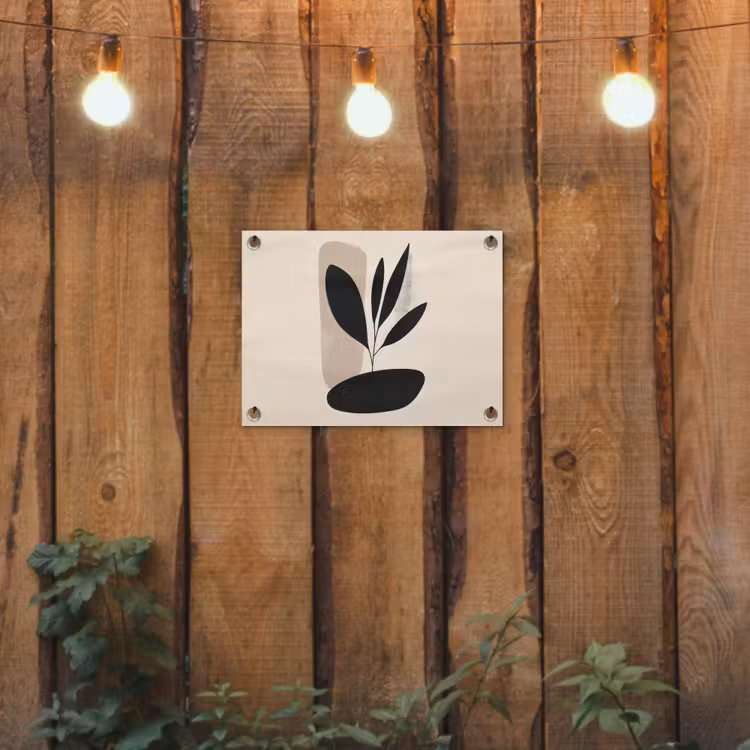 Plant - Beige - Japandi tuinposter los doek klein -sfeer1