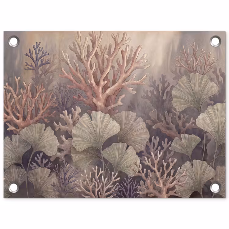 Plant - Bladeren - Zee - Illustratie - Groen tuinposter los doek klein -3d