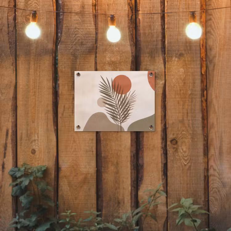 Planten - Bladeren - Abstract - Modern - Beige tuinposter los doek klein -sfeer1