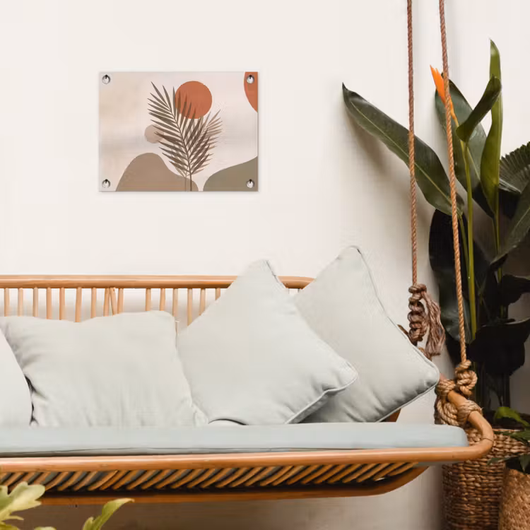 Planten - Bladeren - Abstract - Modern - Beige tuinposter los doek klein -sfeer7