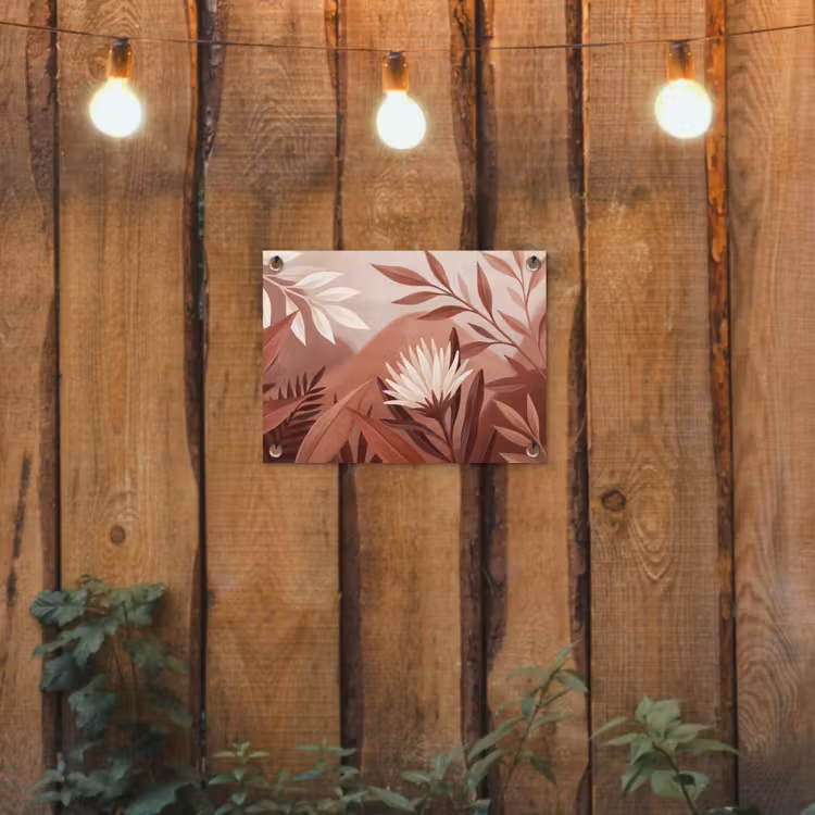 Planten - Bladeren - Botanisch - Modern - Bruin tuinposter los doek klein -sfeer1