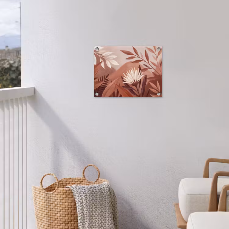Planten - Bladeren - Botanisch - Modern - Bruin tuinposter los doek klein -sfeer8