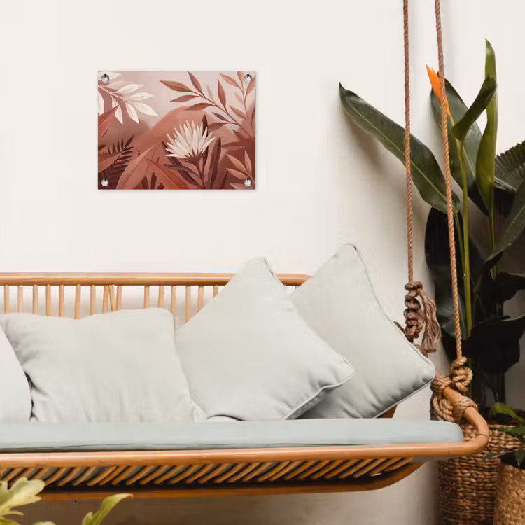 Planten - Bladeren - Botanisch - Modern - Bruin tuinposter los doek klein -sfeer7