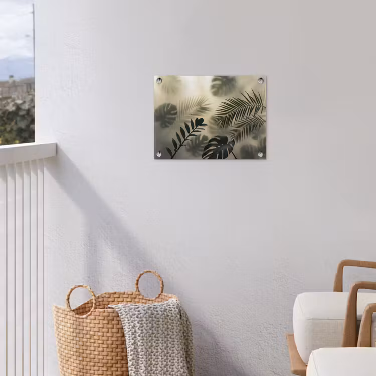 Planten - Bladeren - Schaduwen - Groen - Modern tuinposter los doek klein -sfeer8