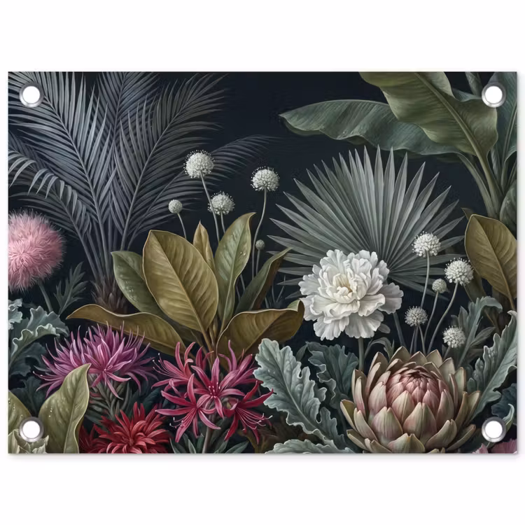 Planten - Tropisch - Botanisch - Donker - Groen tuinposter los doek klein -3d