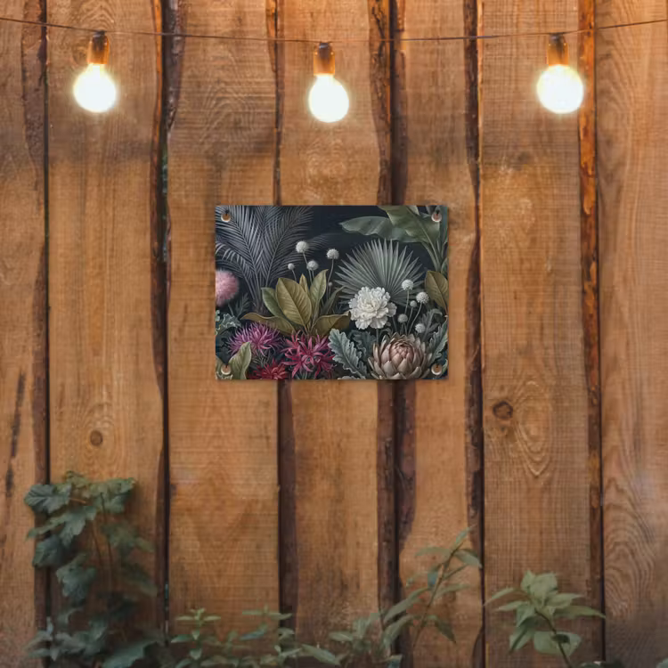 Planten - Tropisch - Botanisch - Donker - Groen tuinposter los doek klein -sfeer1