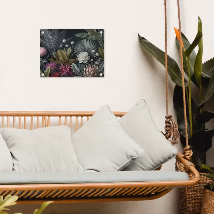 Planten - Tropisch - Botanisch - Donker - Groen tuinposter los doek klein -sfeer7