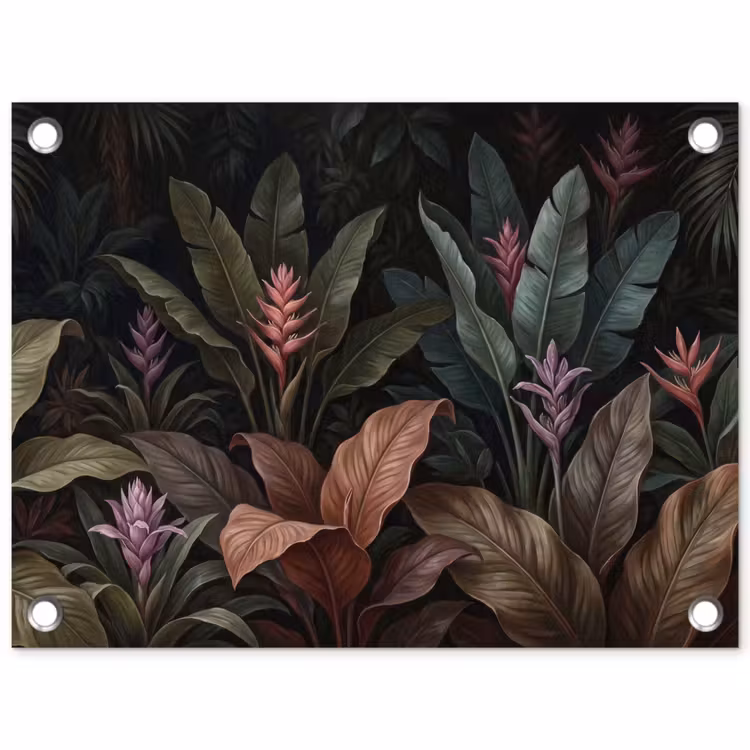 Planten - Tropisch - Jungle - Donker - Natuur tuinposter los doek klein -3d