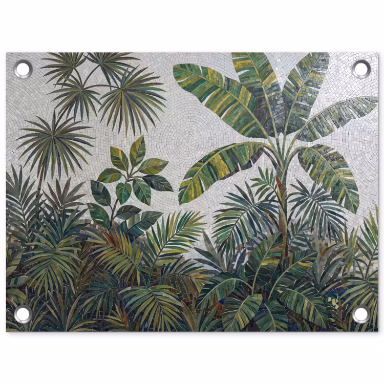 Planten - Tropisch - Mozaïek - Groen - Natuur tuinposter los doek klein -3d
