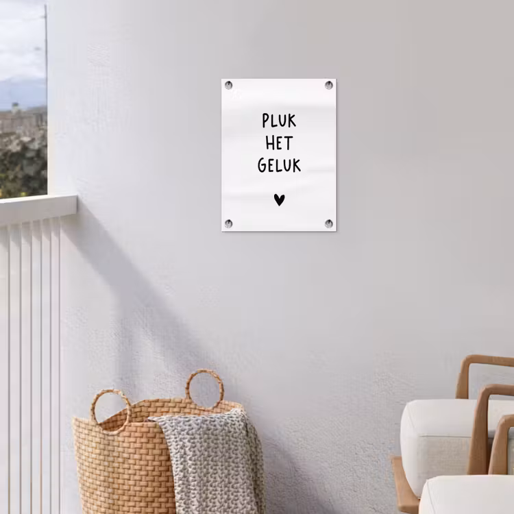 Pluk het geluk - Quotes - Spreuken tuinposter los doek klein -sfeer8