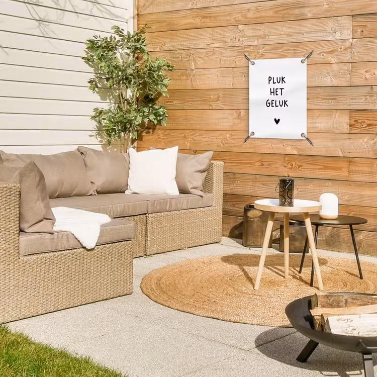Pluk het geluk - Quotes - Spreuken tuinposter los doek klein -sfeer4