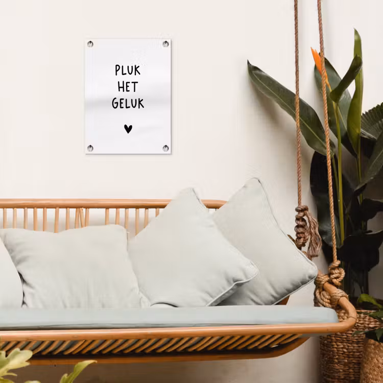 Pluk het geluk - Quotes - Spreuken tuinposter los doek klein -sfeer7