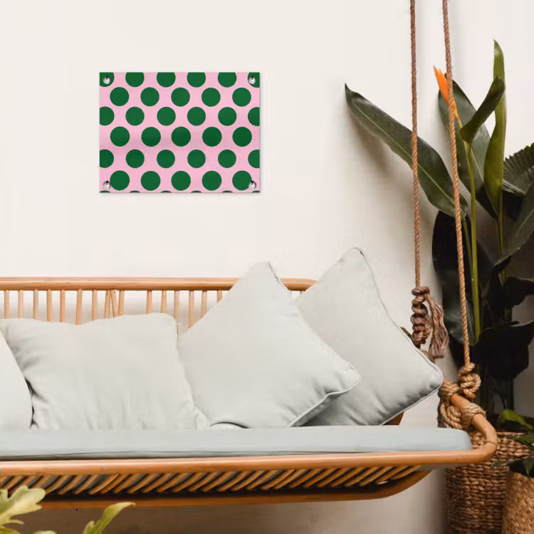 Polkadots - Patroon - Groen tuinposter los doek klein 239 -sfeer7