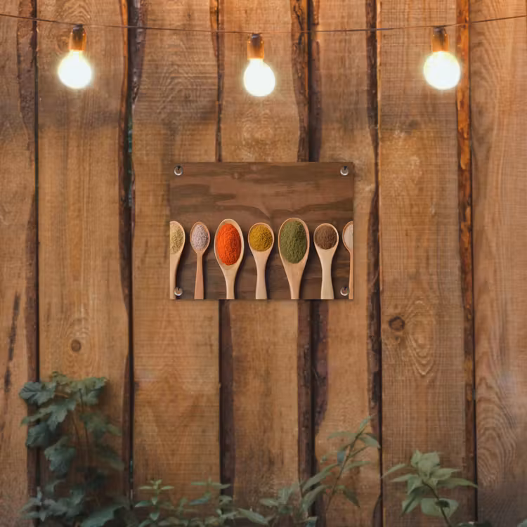 Pollepel - Kruiden - Eten - Specerijen - Tafel tuinposter los doek klein -sfeer1