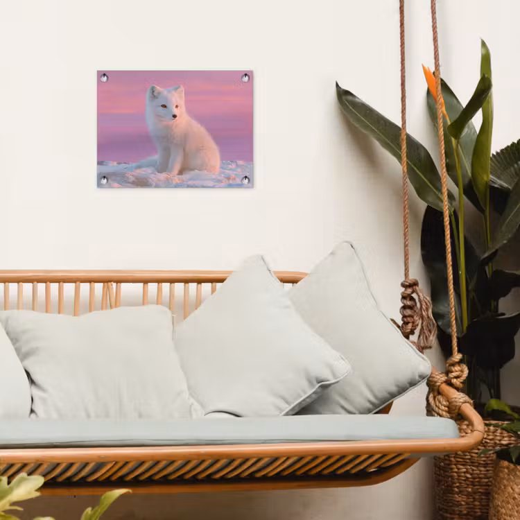 Poolvos - Sneeuw - Roze tuinposter los doek klein -sfeer7