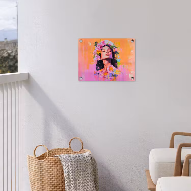 Portret - Bloemenkroon - Vrouw tuinposter los doek klein -sfeer8