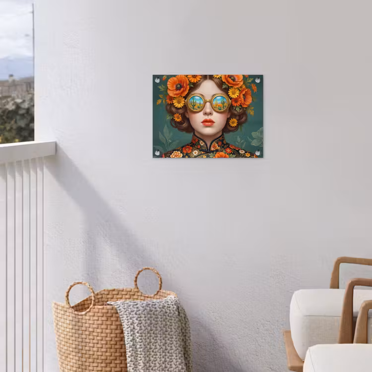Portret - Vrouw - Kleurrijk - Expressief tuinposter los doek klein -sfeer8
